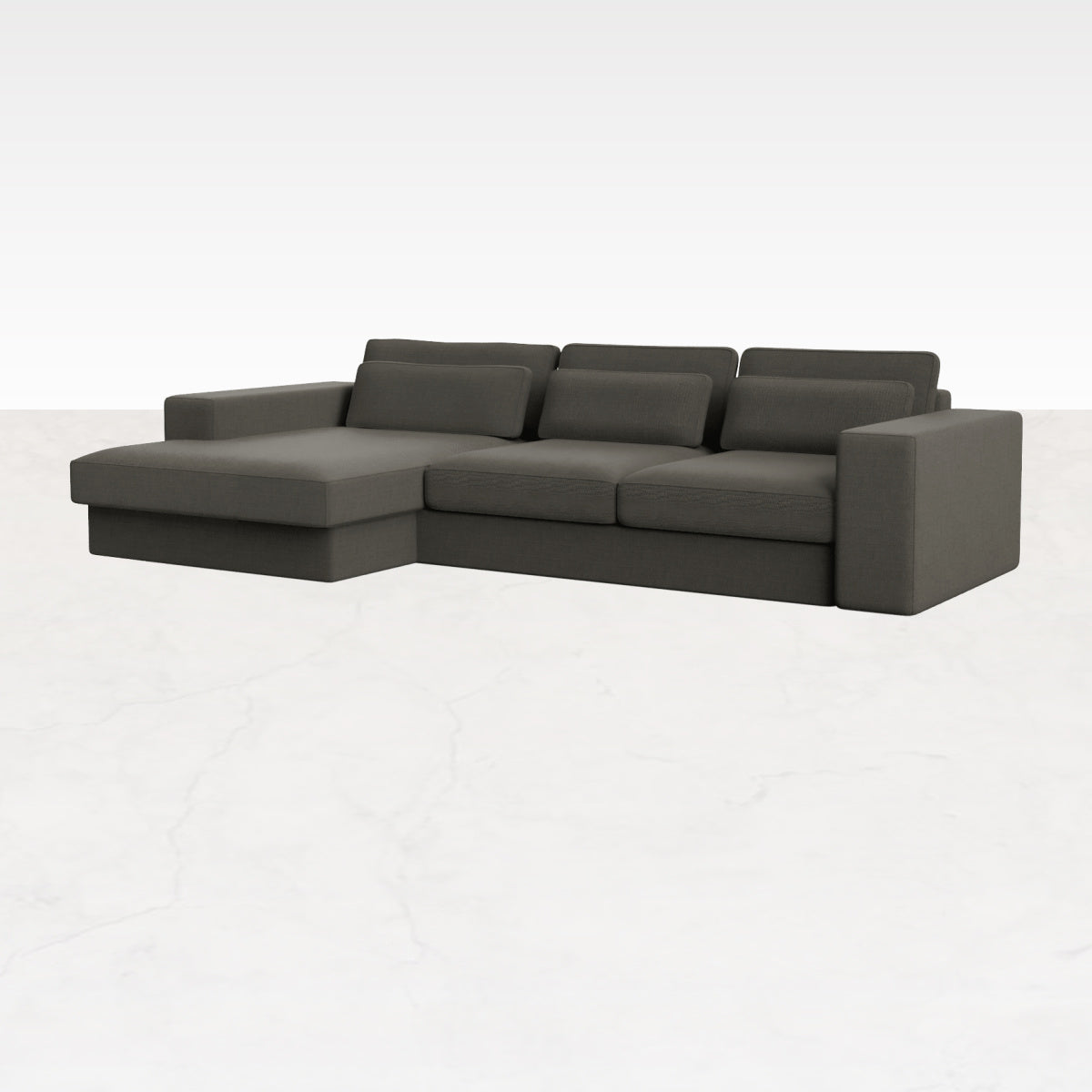 Dark grey Minato sofa by My Store, 3-seater divan left, featuring plush fabric and modern design in a living room setting.