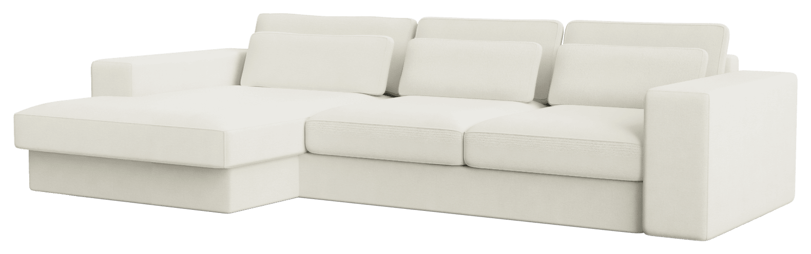 Off-white MINATO sofa by My Store, a three-seater divan with a left-facing configuration, featuring plush cushions and modern design.