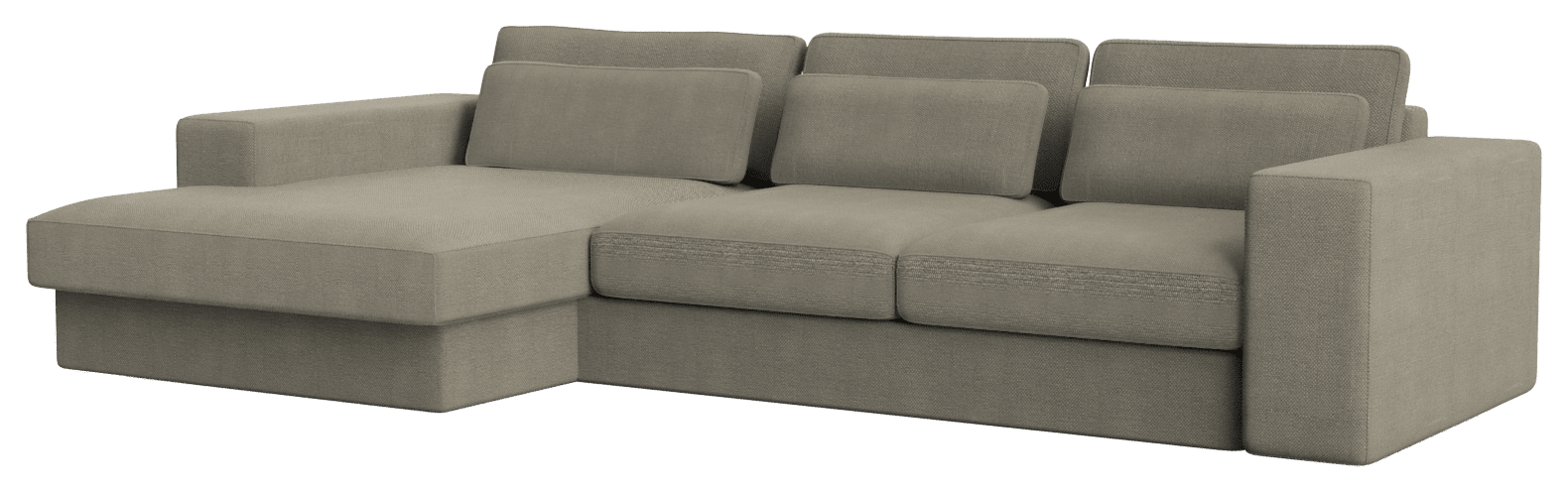 Smokey taupe MINATO sofa by My Store, 3-seater divan left in Phoebe style with cushioned seating and fabric upholstery.