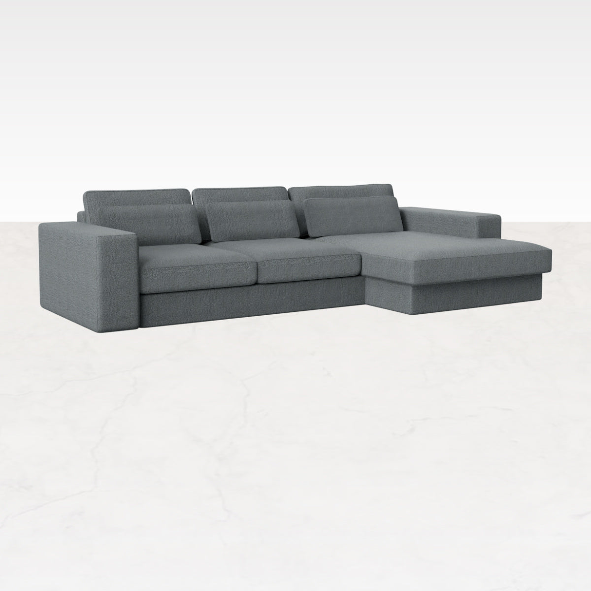 Ocean grey Minato sofa by My Store, 3-seater divan right, with plush cushions and modern design, in a stylish living room setting.
