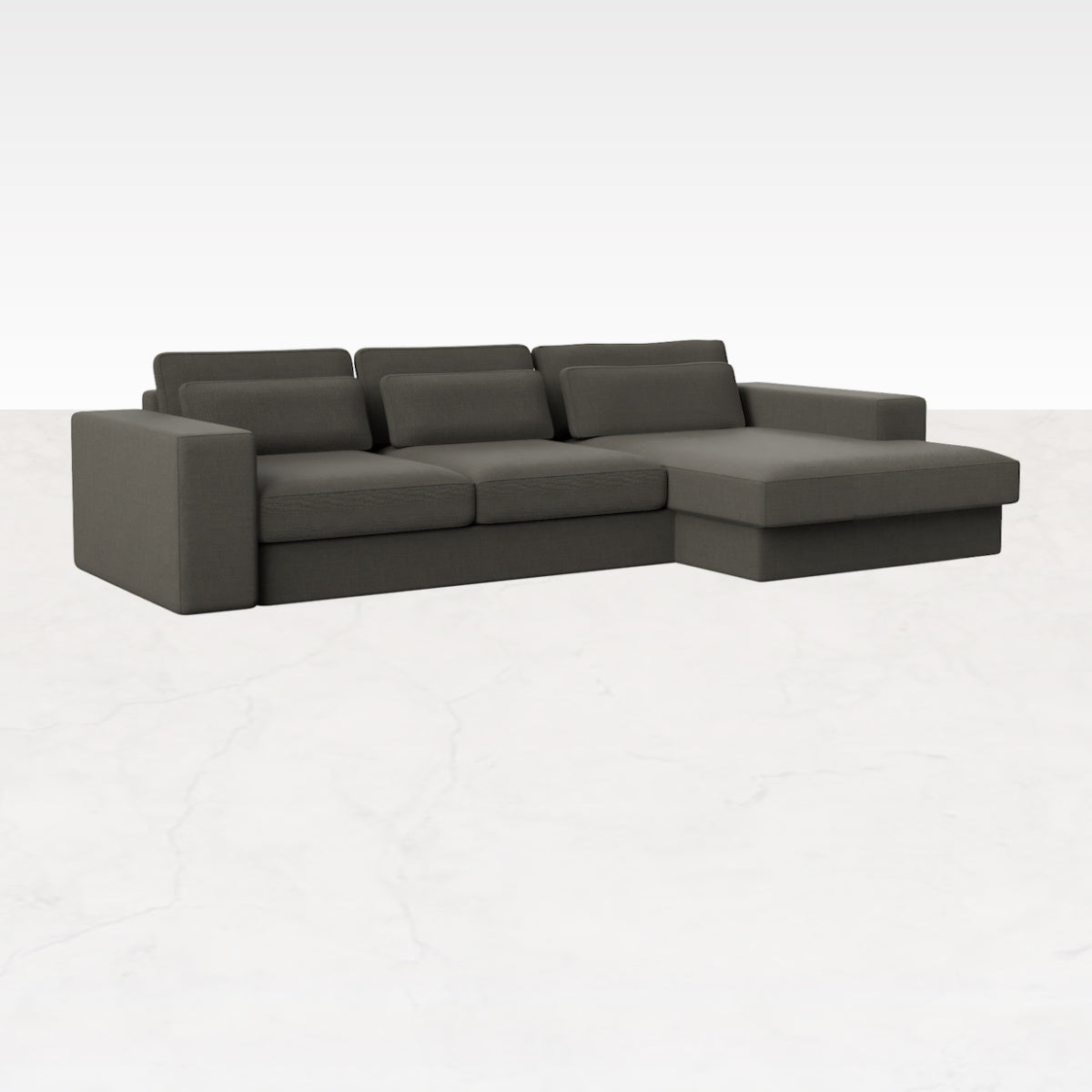 Dark grey MINATO sofa by Phoebe, 3-seater divan right, stylish and comfortable fabric sofa from My Store.