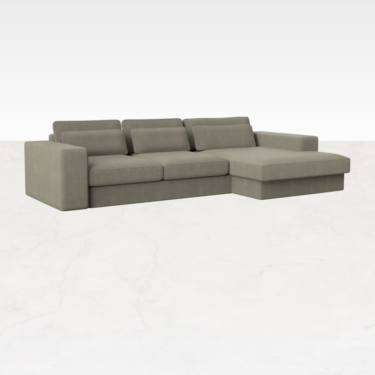 Smokey taupe MINATO sofa by My Store, 3-seater divan right, showcasing plush fabric and modern design in a living room setting.