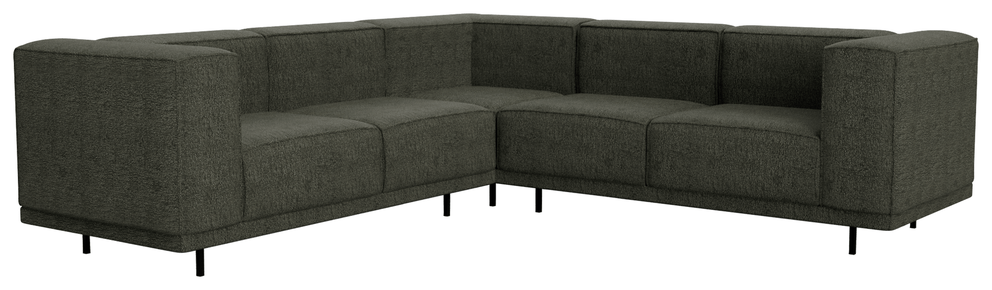 Forest green VICO sofa by My Store, a three-seater corner sofa left with plush cushions and modern design.