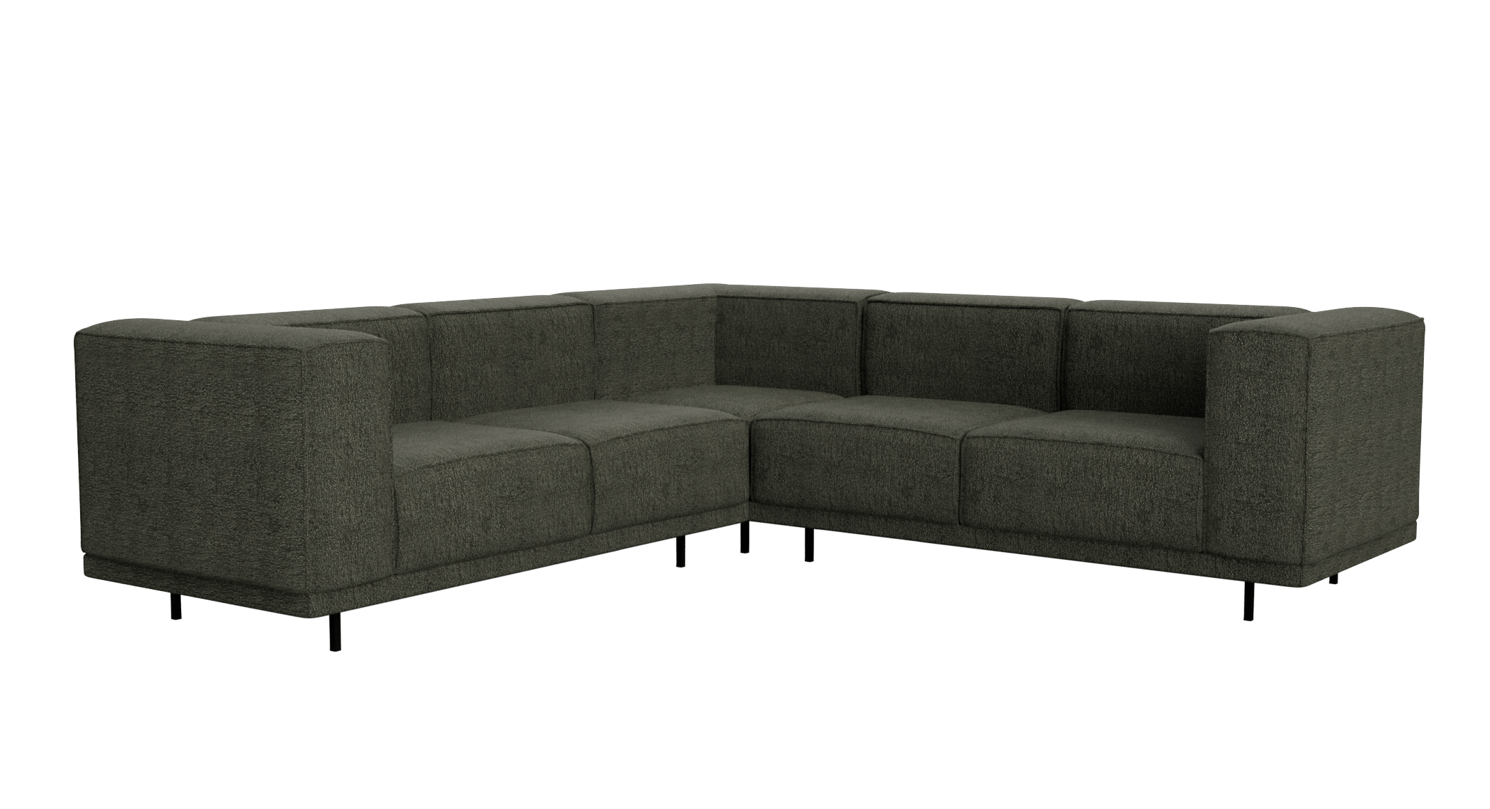 Forest green VICO sofa by My Store, 3-seater left corner sofa with plush fabric and modern design.