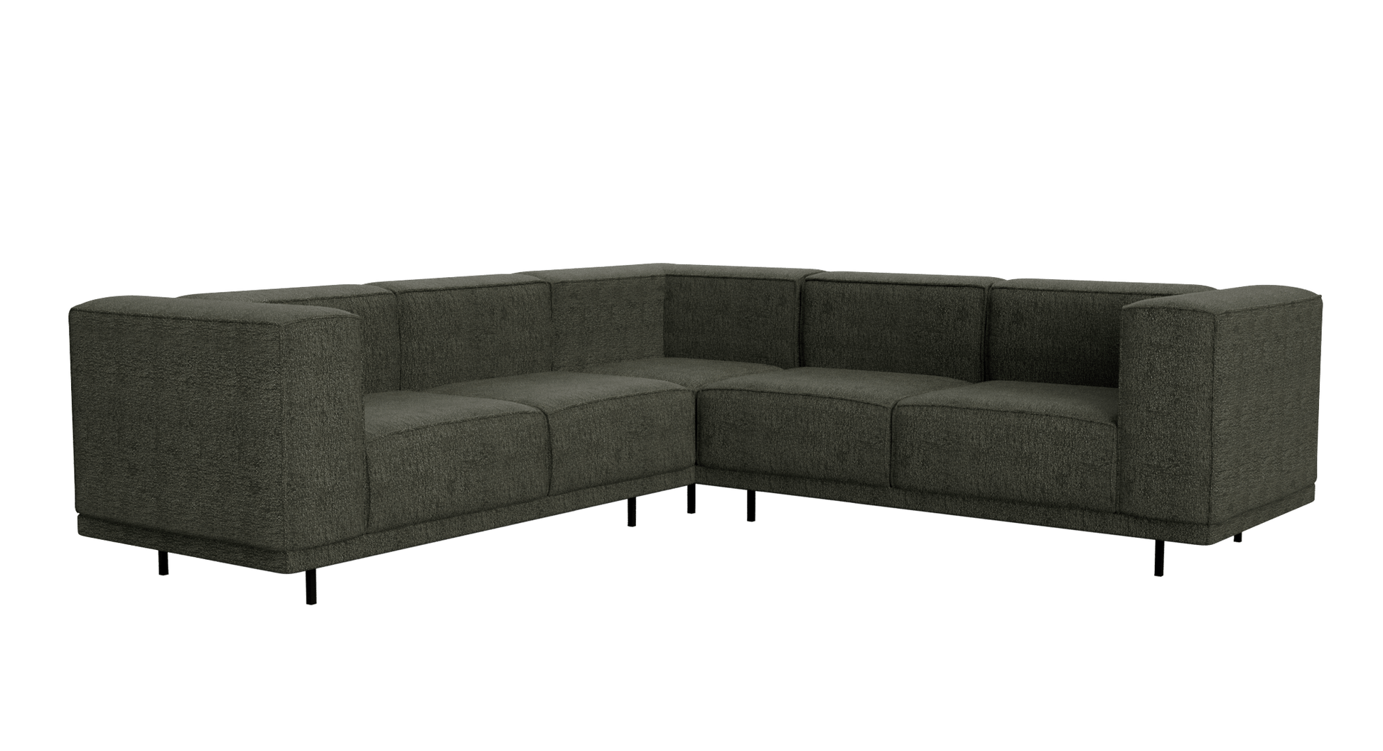 Forest green VICO sofa by My Store, 3-seater left corner sofa with plush fabric and modern design.
