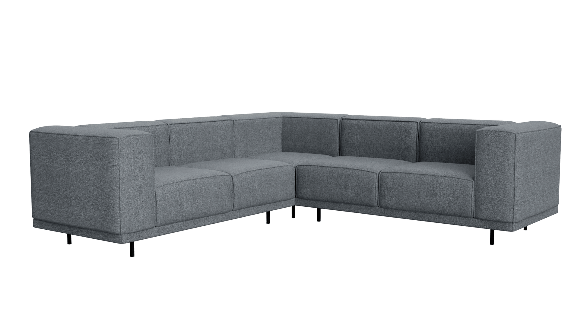 VICO Capucine Ocean grey left corner sofa, three-seater modern sofa in a stylish grey fabric with plush cushions.