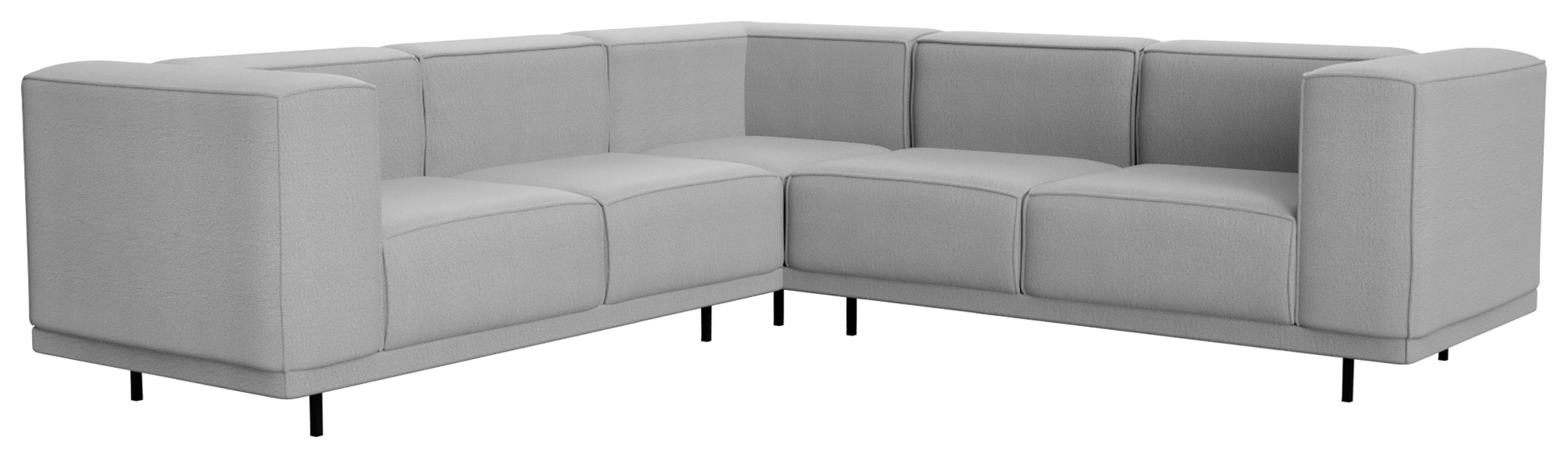 Left corner view of the VICO Capucine Silver sofa, a stylish three-seater corner sofa by My Store.