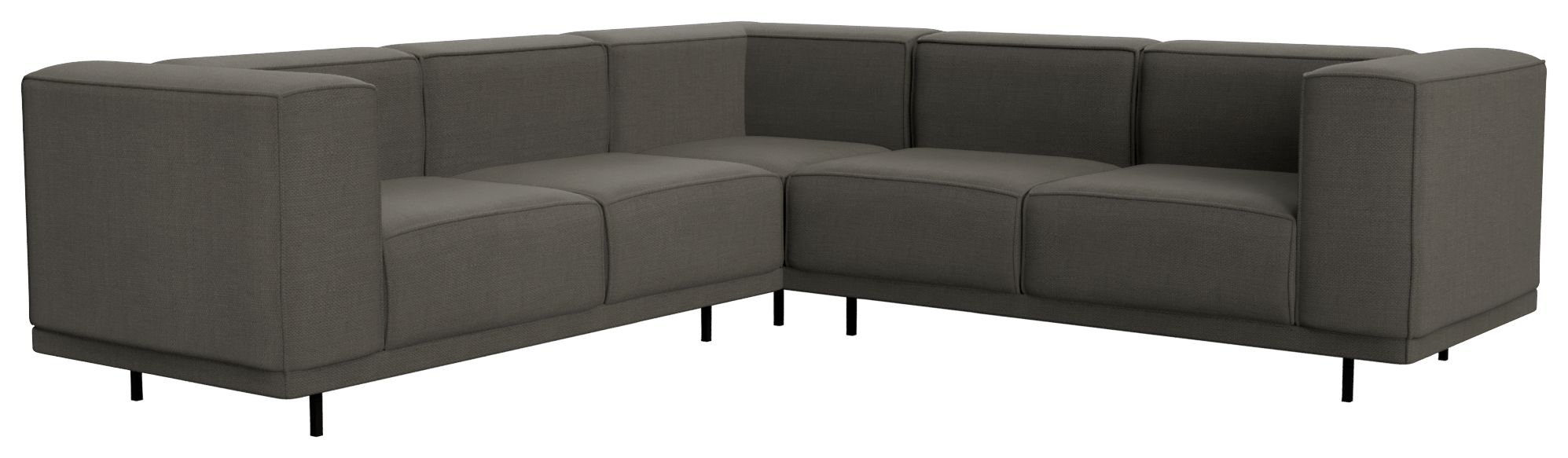 Dark grey VICO Phoebe corner sofa by My Store, featuring a left-facing sectional with plush cushions in a modern living room setting.