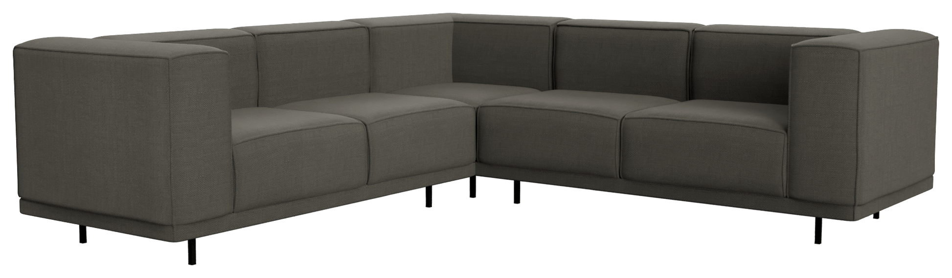 Dark grey VICO Phoebe corner sofa by My Store, featuring a left-facing sectional with plush cushions in a modern living room setting.
