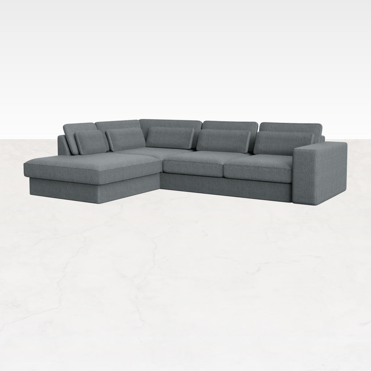 Ocean grey Minato sofa longchair left by My Store, showing the stylish Capucine design and comfortable seating in a modern living room.