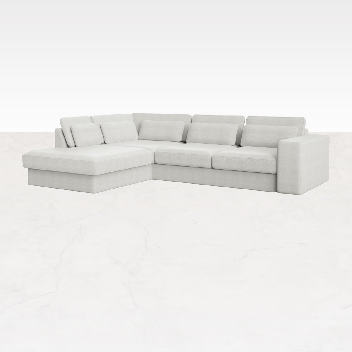 Off-white Minato sofa longchair from My Store, featuring a left-facing design and plush, modern upholstery.