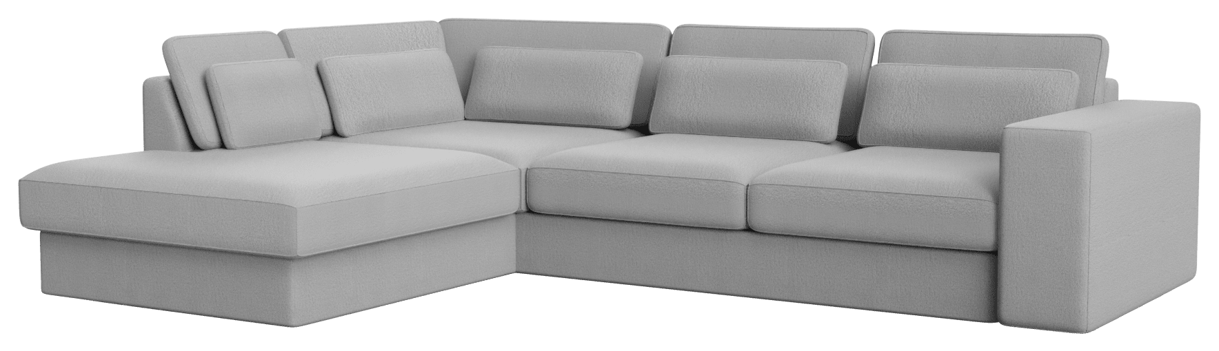Capucine Silver Minato sofa with left longchair, modern 3-seater sofa featuring sleek design and plush upholstery.