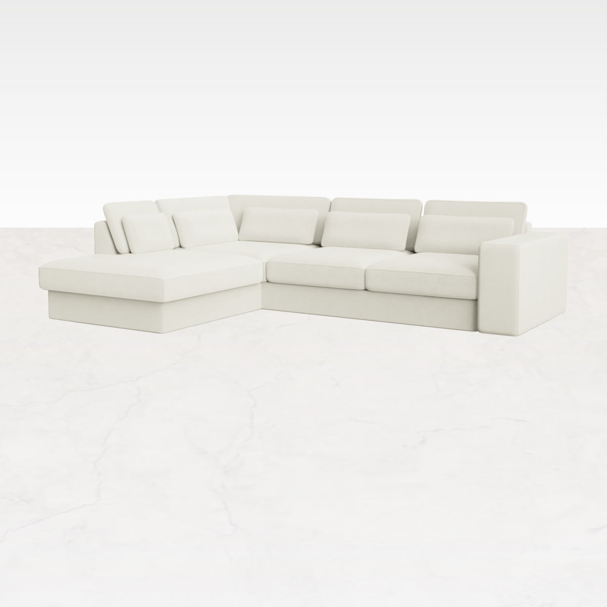 Off-white MINATO sofa by My Store, three-seater with left-facing longchair, stylish and comfortable living room furniture.