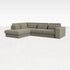 My Store MINATO sofa longchair left in Phoebe Smokey Taupe, showcasing the plush fabric and spacious seating.