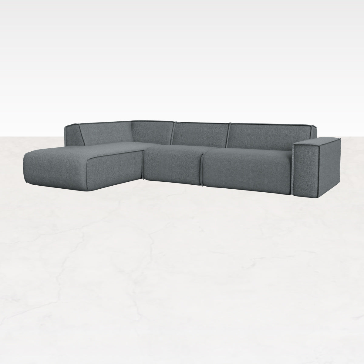 YUTO Ocean Grey sofa longchair left by My Store, featuring plush fabric and modern design in a stylish living room setting.