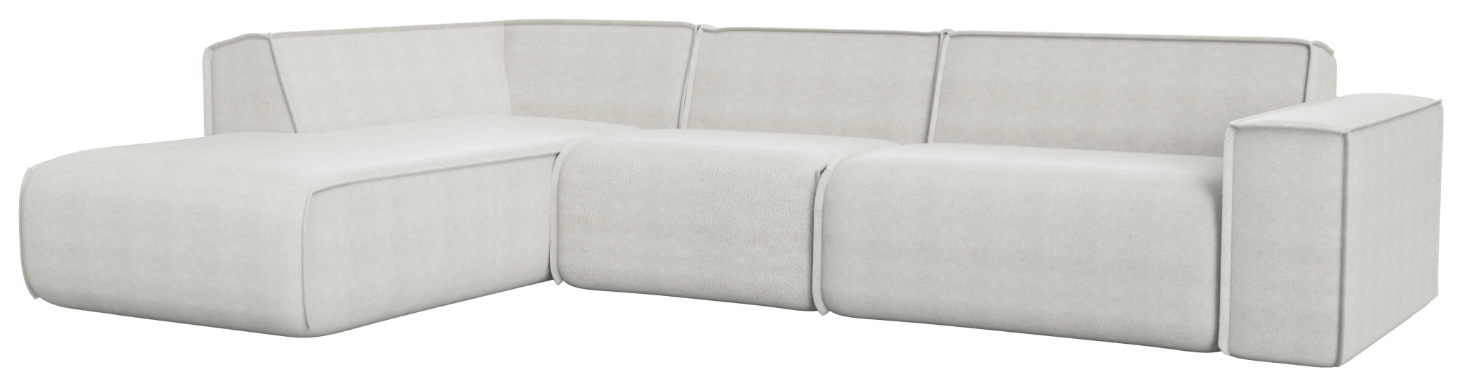 YUTO sofa in Capucine Off-white with left-facing longchair, modern three-seater fabric sofa from My Store