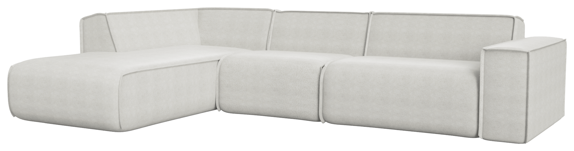 YUTO sofa in Capucine Off-white with left-facing longchair, modern three-seater fabric sofa from My Store