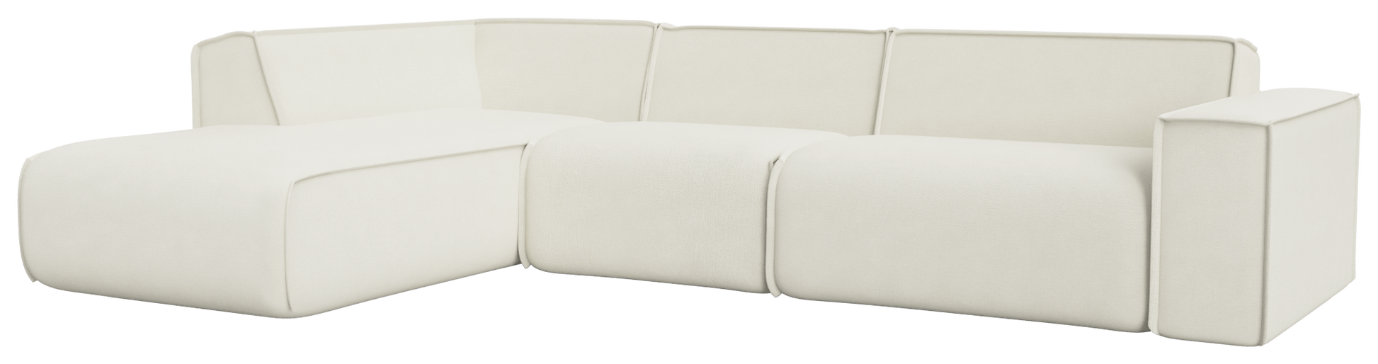Off-white YUTO sofa longchair left by My Store, showcasing plush fabric and spacious seating in a modern living room setting.