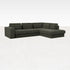 Forest green Minato sofa longchair right from My Store, showing the modern three-seater with a right-side extended seating.