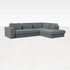 Ocean grey MINATO sofa by My Store, three-seater longchair right in Capucine fabric, showing plush cushions and modern design.