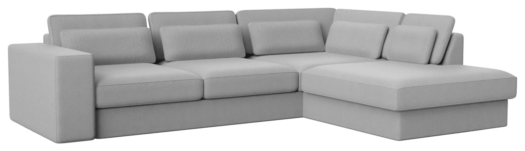 Silver Minato sofa longchair right in Capucine color, showcasing the stylish 3-seater sofa with a right-side extended chaise.