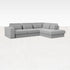 My Store MINATO Sofa Capucine Silver longchair right showing plush fabric and modern design in a cozy living room setting.