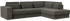Dark grey MY STORE Minato sofa longchair right, three-seater with modern design and plush cushions for living room comfort.