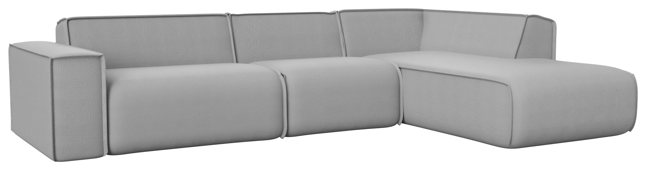 YUTO sofa Capucine Silver longchair right showing plush fabric, modern design, and right-facing chaise in a stylish living room setting.