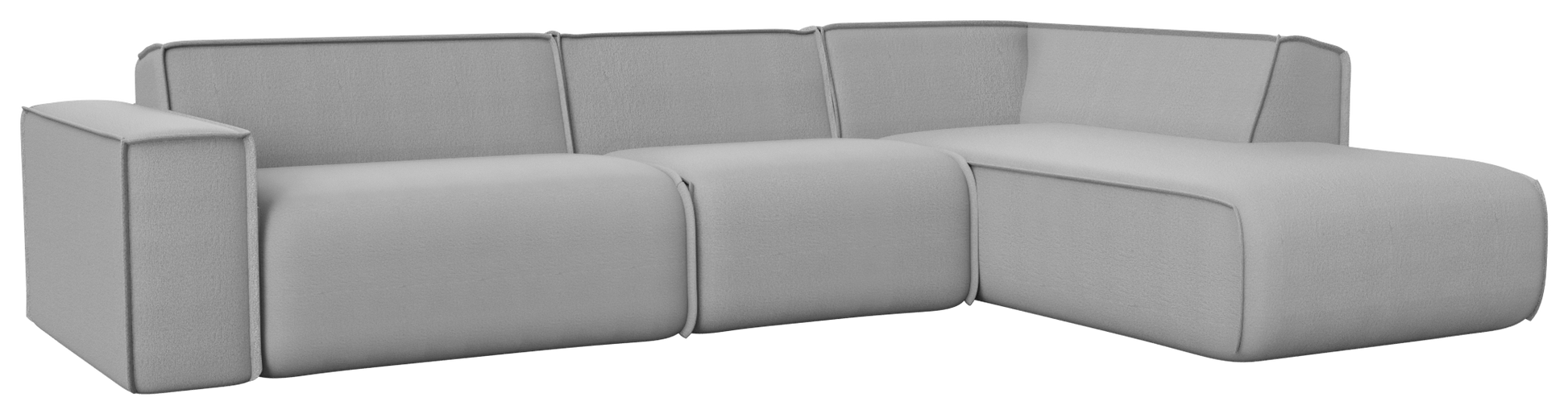 YUTO sofa Capucine Silver longchair right showing plush fabric, modern design, and right-facing chaise in a stylish living room setting.