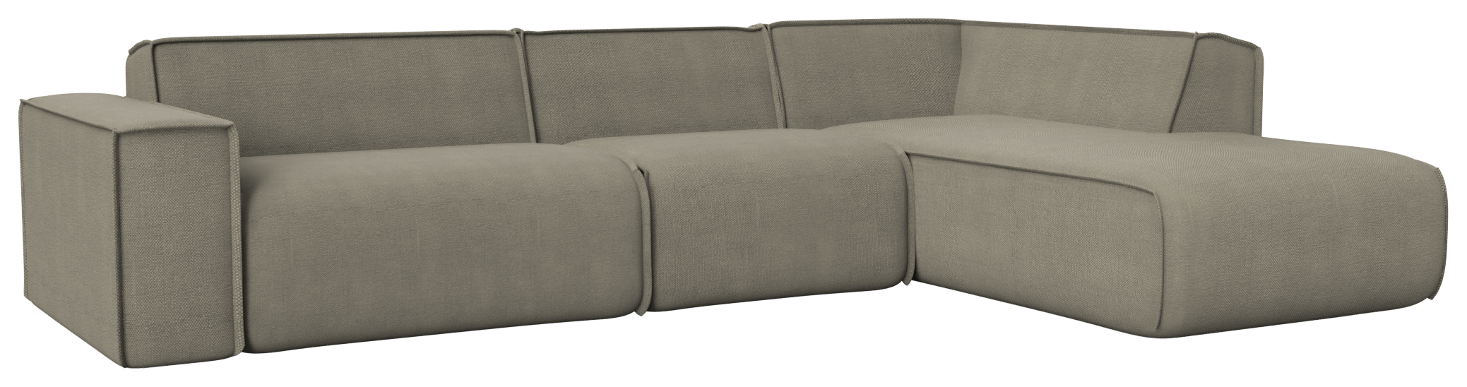 YUTO Sofa Phoebe Smokey Taupe longchair right in a modern living room setting, showcasing the stylish three-seater design.