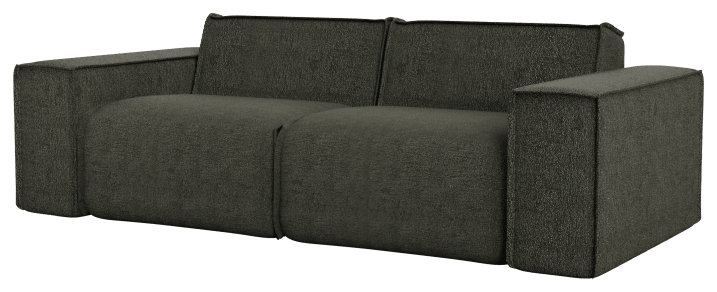 Forest green YUTO 3-seater sofa by My Store, showcasing plush fabric, cushioned back, and stylish design.