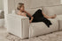 Ocean grey YUTO three-seater sofa with modern design and plush cushions, perfect for contemporary living rooms.