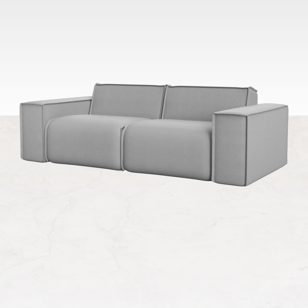YUTO sofa in Capucine Silver with three seats, modern design, upholstered fabric, and sleek metal legs.