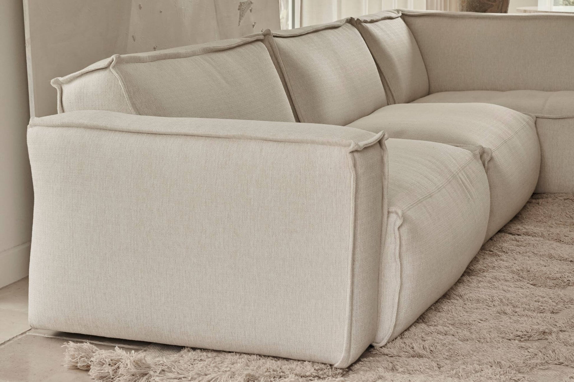 Dark grey YUTO 3-seater sofa by My Store with plush cushions and modern design, shown in a stylish living room setting.