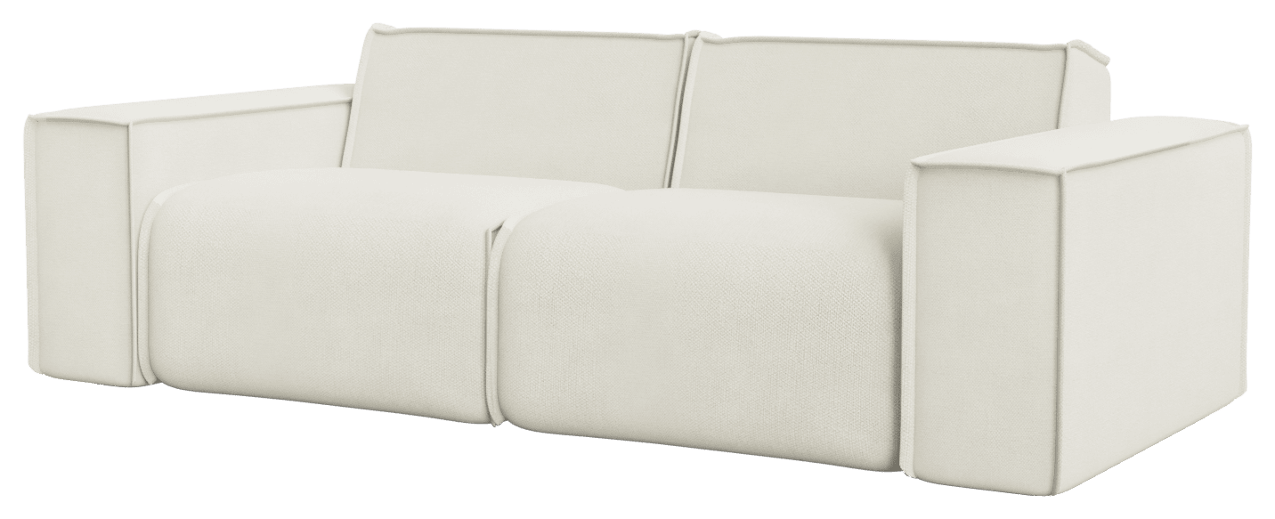 YUTO sofa by My Store, three-seater Phoebe off-white fabric sofa with cushioned back and armrests, modern living room style