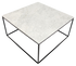 Square marble coffee table with Bianco Carrara white marble top and matte grey finish, modern design for living room decor