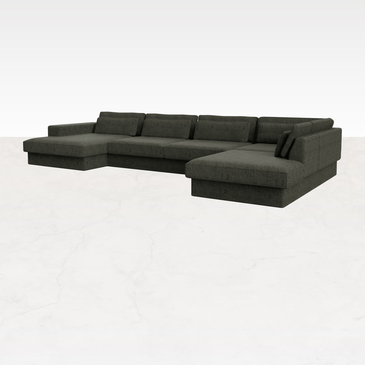 Forest green MINATO sofa by My Store, 5-seater divan left, longchair right, comfortable modern living room furniture.