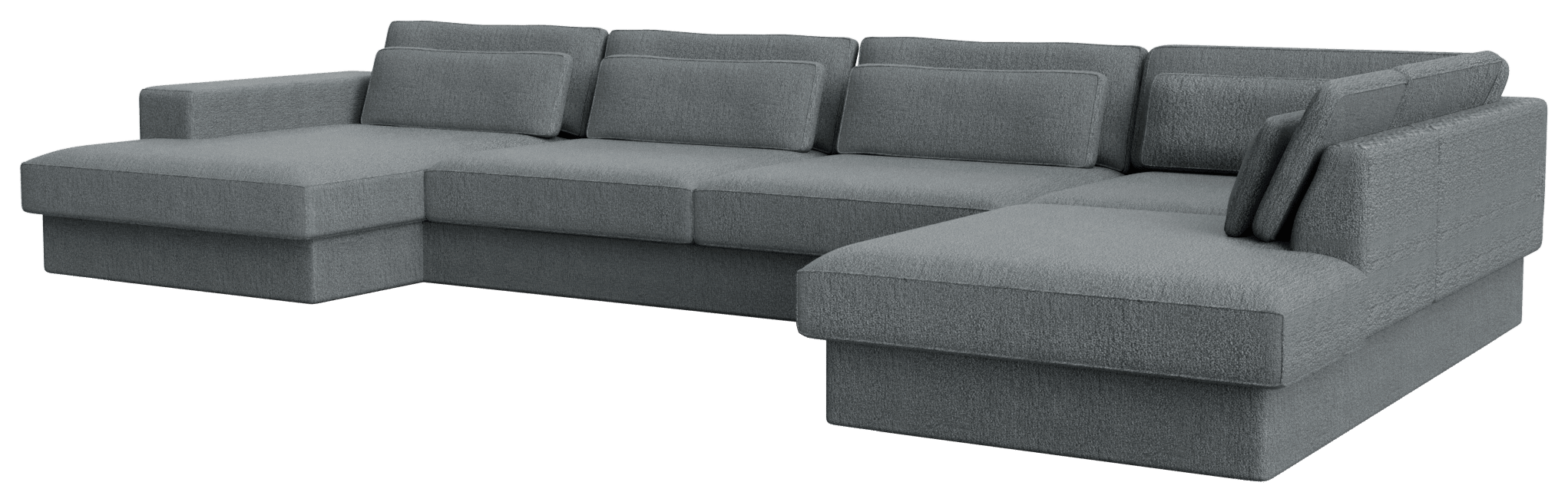 MINATO Ocean grey sofa with left divan and right longchair, stylish 5-seater by My Store, showcasing plush upholstery and contemporary design.