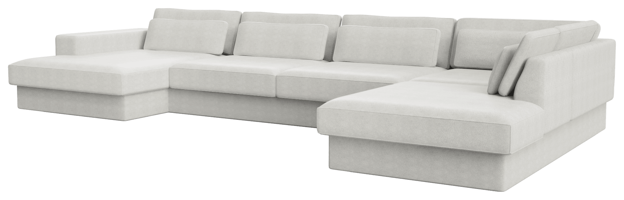 Off-white MINATO sofa by My Store featuring a left-divan and right-longchair design in a spacious 5-seater living room setting.
