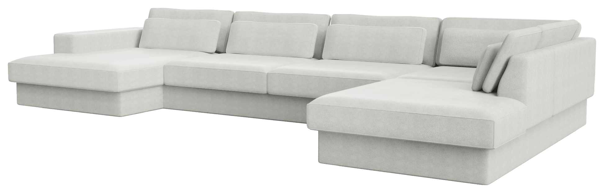 Off-white MINATO sofa by My Store featuring a left-divan and right-longchair design in a spacious 5-seater living room setting.