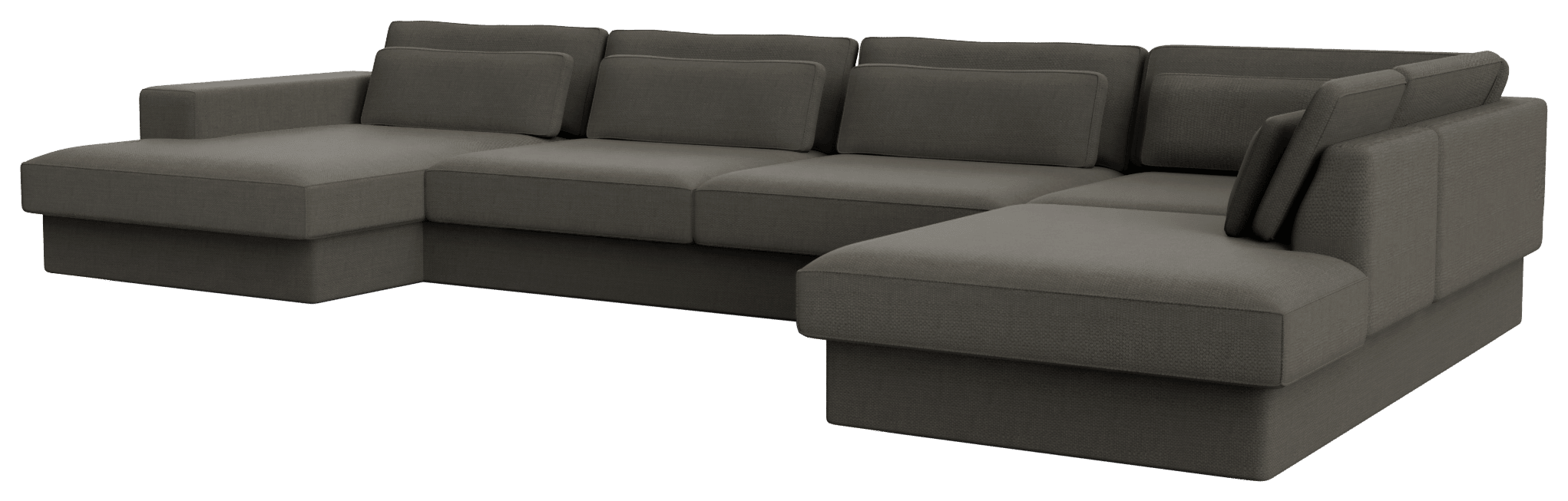 Dark grey MINATO sofa by My Store, 5-seater divan left with longchair right, featuring plush cushions and modern design.