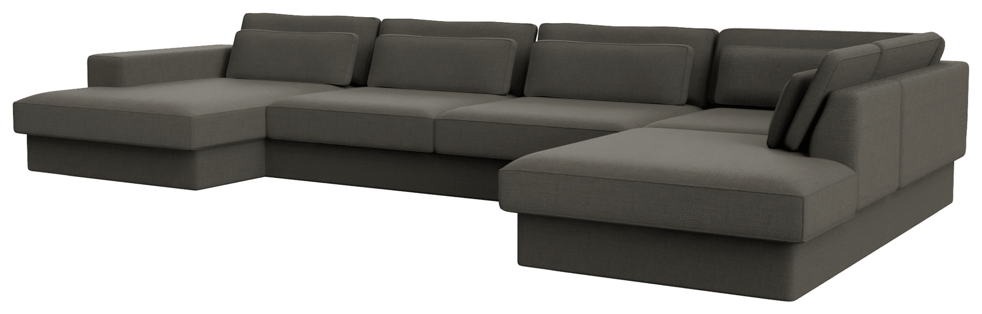 Dark grey MINATO sofa by My Store, 5-seater divan left with longchair right, featuring plush cushions and modern design.