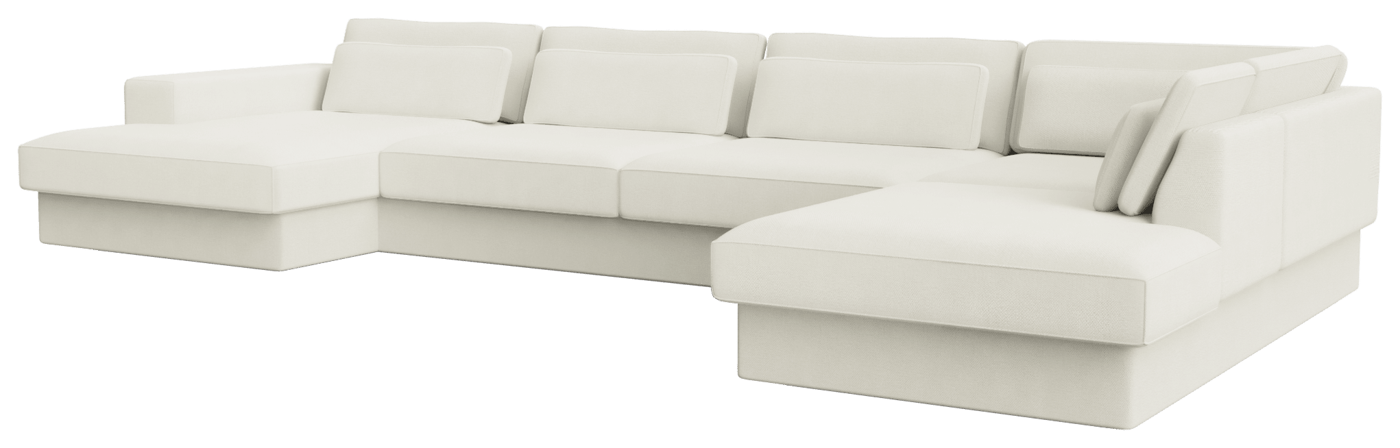 Off-white Minato sofa by My Store with a left divan and right longchair, featuring modern design and plush upholstery.