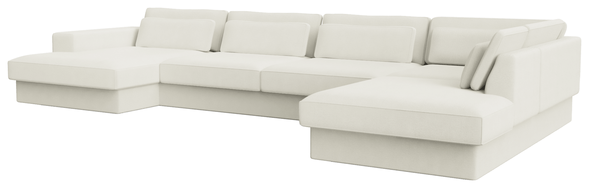 Off-white Minato sofa by My Store with a left divan and right longchair, featuring modern design and plush upholstery.