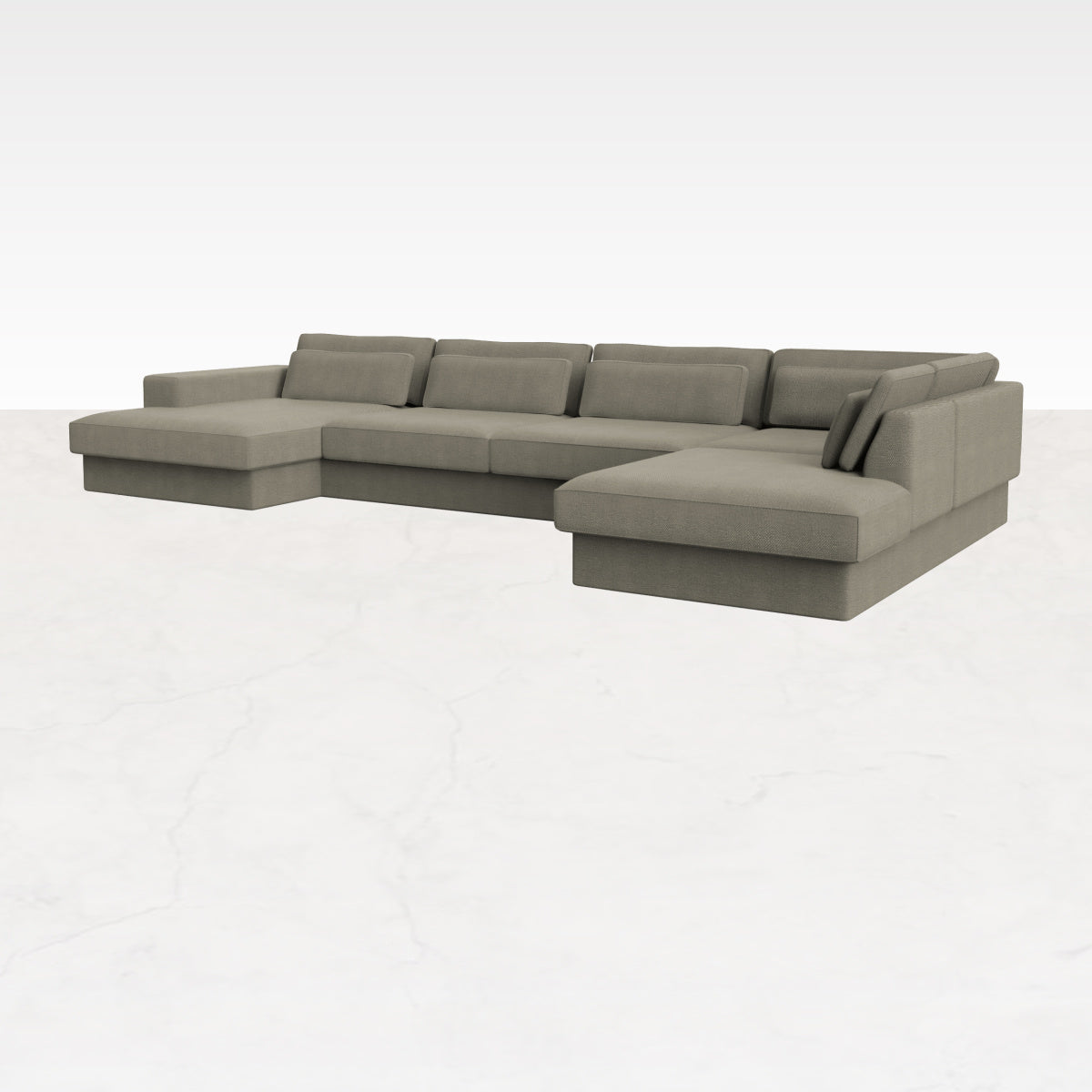 Minato sofa in Phoebe Smokey taupe with left divan and right longchair, modern 5-seater living room furniture from My Store