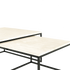Square marble coffee table set in travertine with dimensions 60x80x37cm and 42cm height, featuring sleek natural stone surfaces.