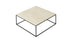 Square marble coffee table with a glossy Crema Marfil beige finish, showcasing a sleek and modern design.