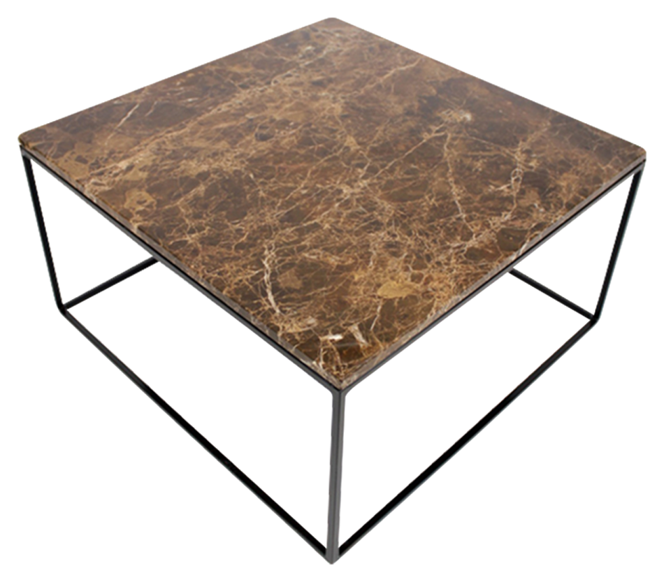 Square Marble Coffee Table in dark Emperador brown with glossy finish, featuring a modern design and sturdy construction.