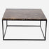Dark Emperador brown square marble coffee table with glossy finish, featuring a modern design and sturdy construction.