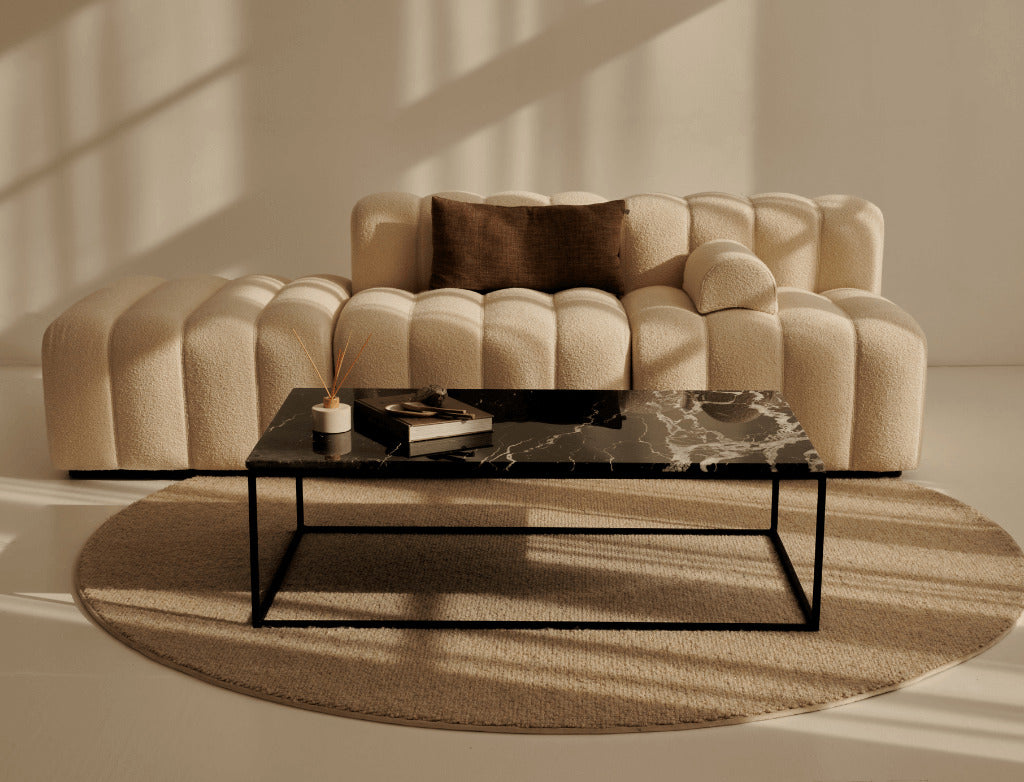 Dark Emperador brown square marble coffee table with glossy finish, featuring a modern design and sturdy construction.